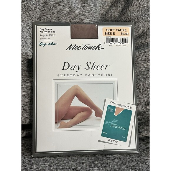 Vintage Sears Nice Touch Day Sheer Pantyhose Soft Taupe Size E Sandal Foot - Picture 1 of 2